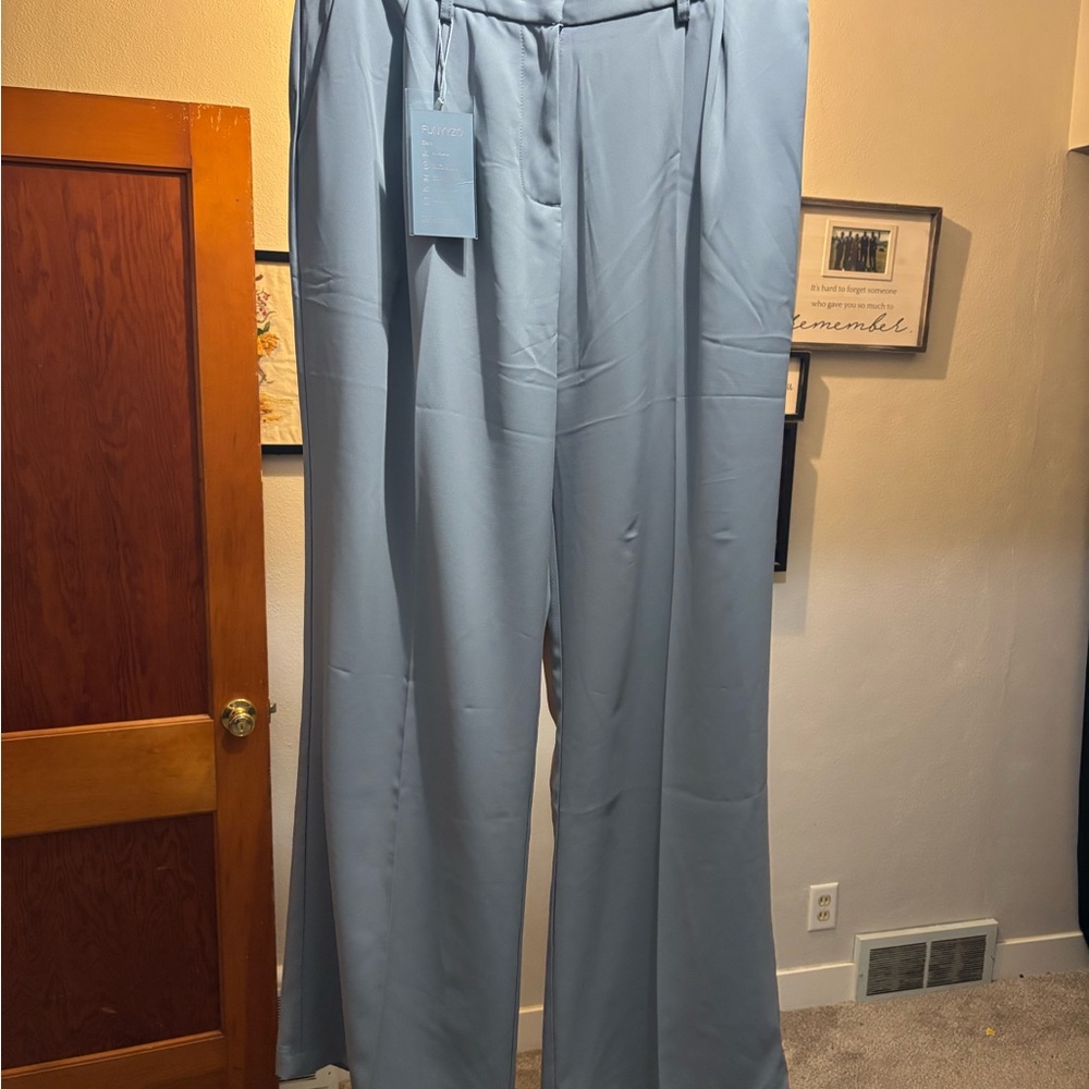 Gray Wide Leg Dress Pants